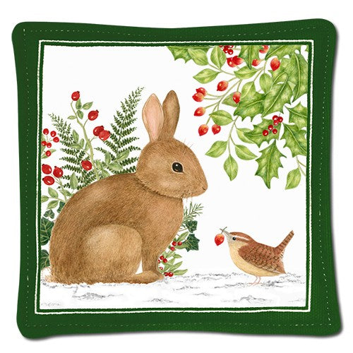bunny and bird friends spiced mug mat