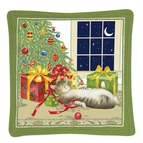 Christmas cat spiced mug mat