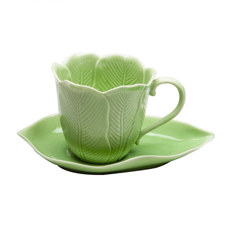 Green leaf tea cup &amp; saucer