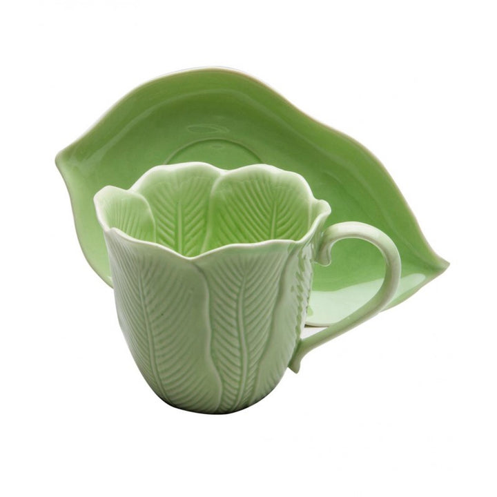 Green leaf tea cup &amp; saucer