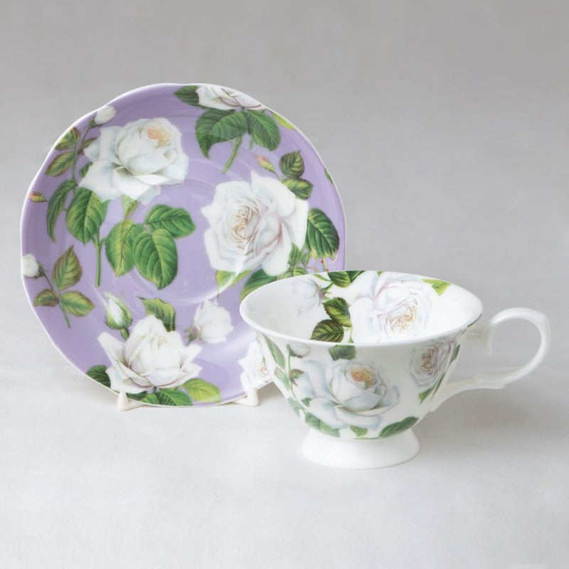 White Rose, Lavender Cup &amp; Saucer