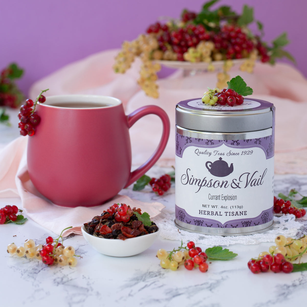 Currant Explosion Herbal Tea w/ Red Berry Tea Infuser Mug