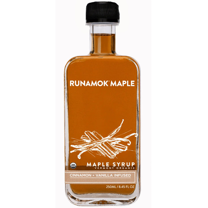 runamok cinnamon and vanilla infused maple syrup jar 