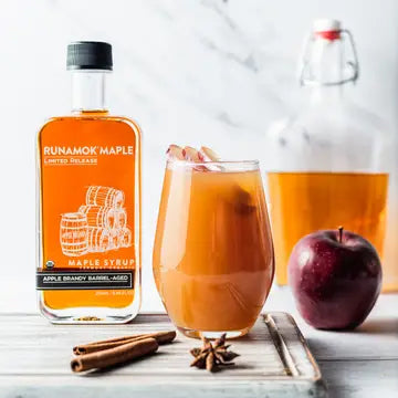 runamok apple brandy maple syrup jar and drink