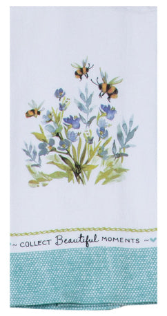flowers and bees tea towel