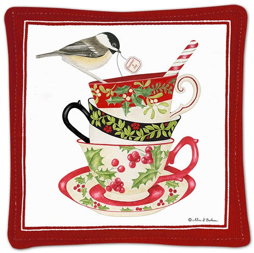 bird and teacups spiced mug mat