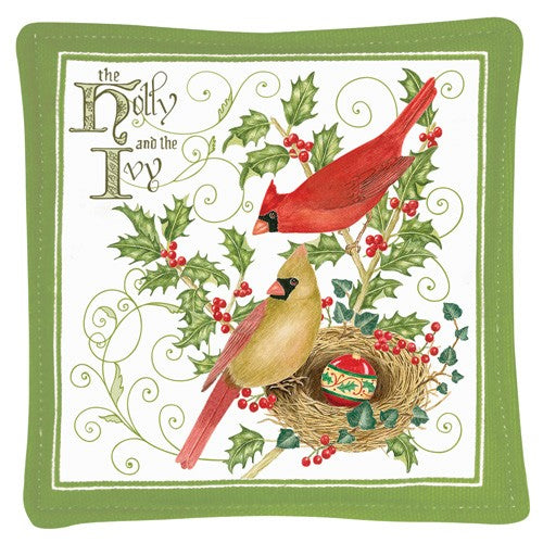 holly and cardinals spiced mug mat