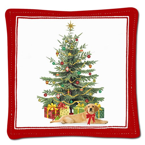 xmas tree and dog spiced mug mat