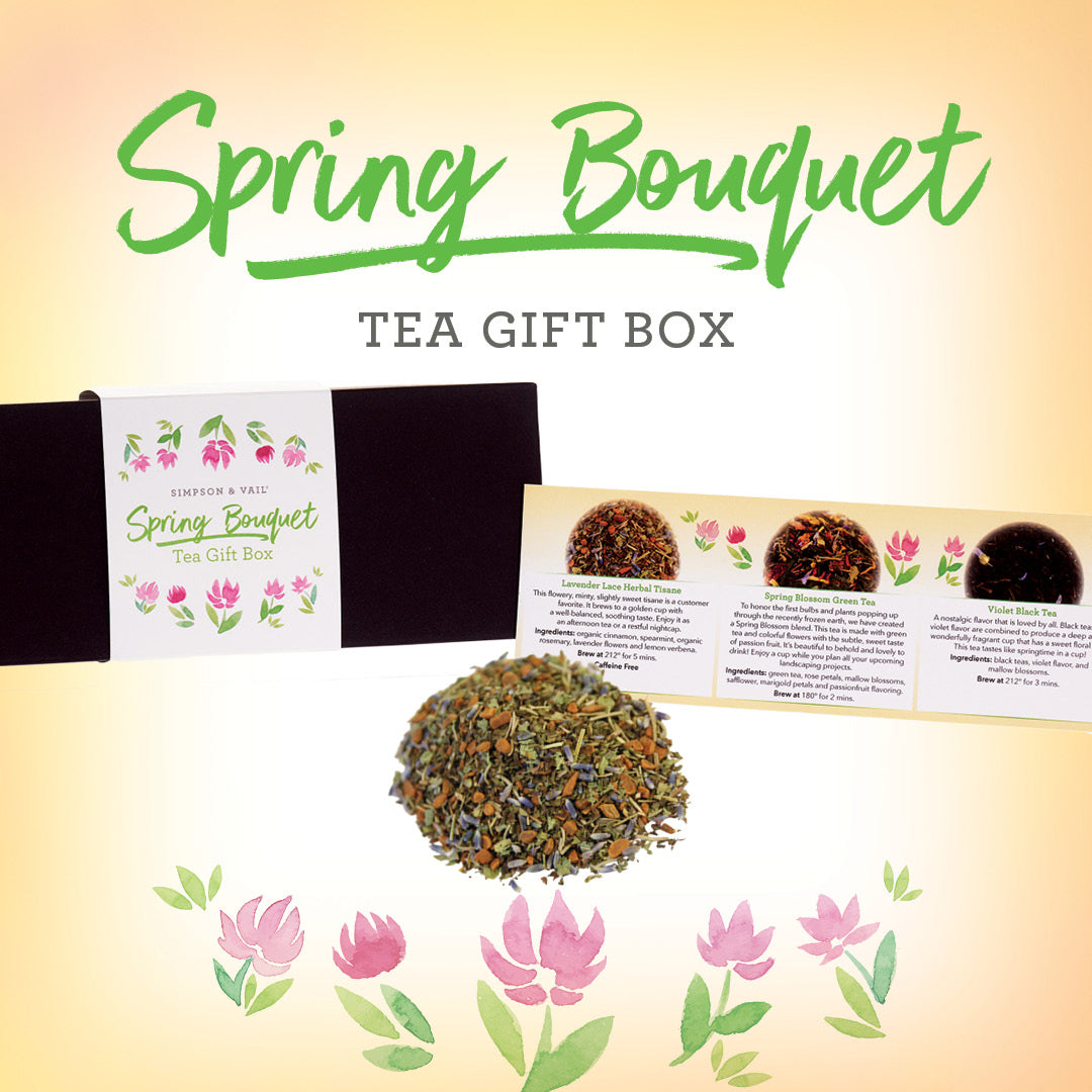 spring bouquet gift box with loose tea 