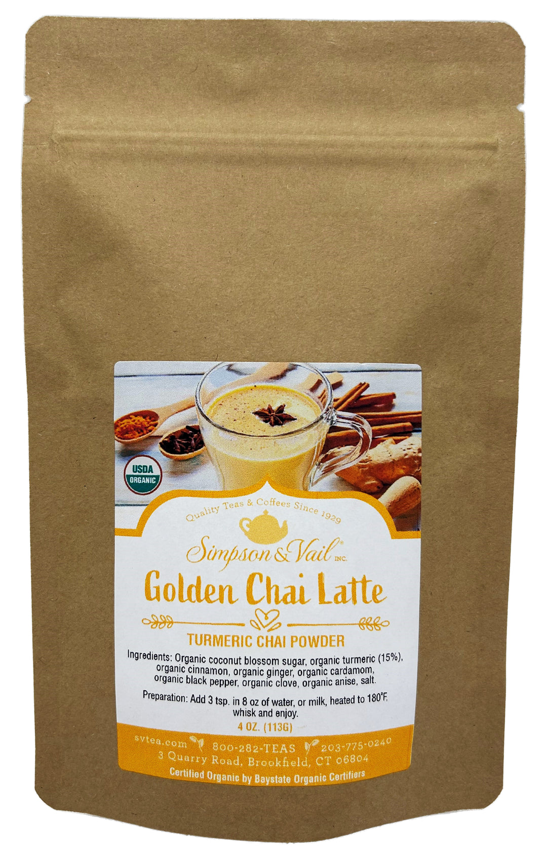 Golden Milk Chai Latte - Organic - Turmeric Chai Powder
