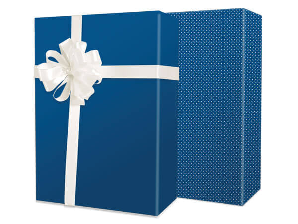 blue polka dot gift wrap
