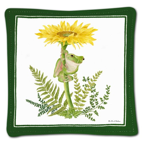 sunflower and frog spiced mug mat