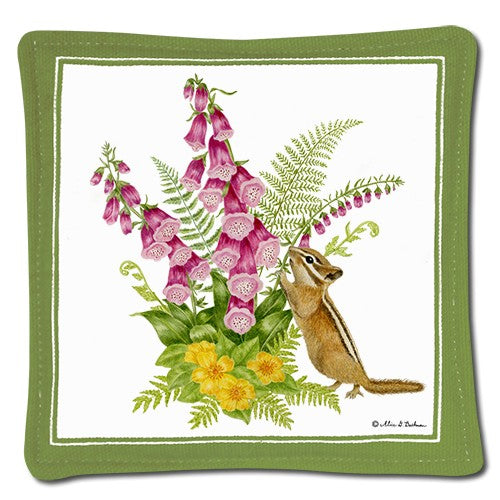 chipmunk smelling flowers spiced mug mat 