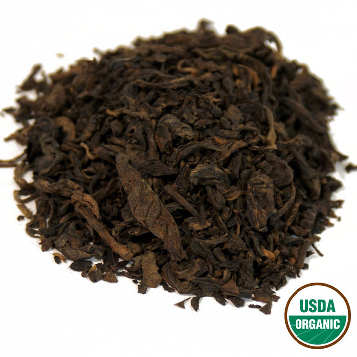 puerh black tea pile