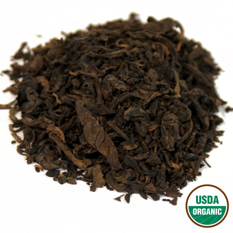 puerh black tea pile